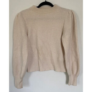 J Crew Womens Cashmere Puff Sleeve Sweater Size L Twee Coquette Soft Girl